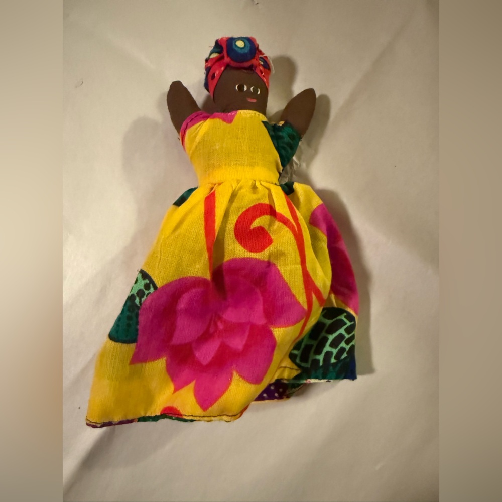 Vintage 7" Handmade Jamaican Topsy Turvy Cloth Rag Doll New Condition